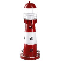 Teelichthalter Leuchtturm, rot/weiß, 36 cm
