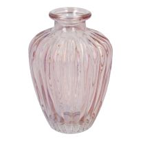 Flaschenvase Rillen, irisierend/rosa, 10.5 cm