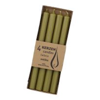 4er Set Stabkerze Rustik, olivegrün, 25 cm