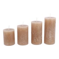 4er Set Kerze Rustik, gestuft, karamell