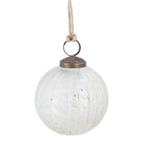 Glaskugel Zopf, creme/gold, 7 cm