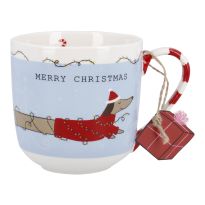 Becher Weihnachten/Dackel, blau, 430 ml