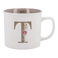 Becher Buchstabe/Blumen, T, 390 ml