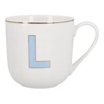 Becher Buchstabe mit Schlüsselanhänger, L/blau, 450 ml