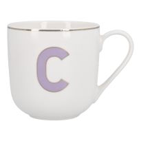 Becher Buchstabe mit Schlüsselanhänger, C/lila, 450 ml
