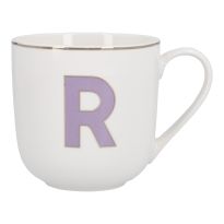 Becher Buchstabe mit Schlüsselanhänger, R/lila, 450 ml