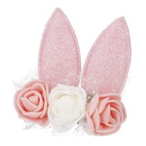 Haarclip Hase/Blume, rosa