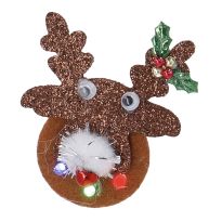 LED-Anstecker Xmas, Rentier braun, blinkend
