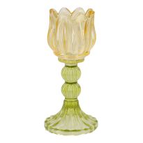 Kerzenständer Tulpe/Teelicht, orange/grün, 18 cm