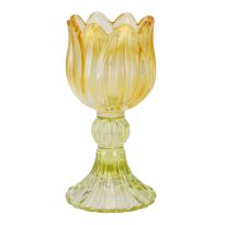 Kerzenständer Tulpe/Teelicht, orange/grün, 14 cm
