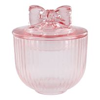 Vorratsdose Rillen/Schleife, pink, 9.3 x 10.7 cm