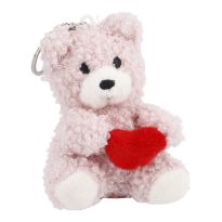 Schlüsselanhänger Bär mit Herz, pink, 9 cm
