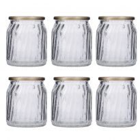 6er Set Windlicht Votiv, Goldrand/klar, 7 cm