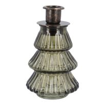 Kerzenständer Glas-Tanne, dunkelgrün/transparent, 12 cm