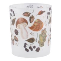 Windlicht Blätter/Pilze, braun/grün, 8 cm
