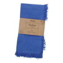 2er Set Tischset mit Fransen, Uni/blau, 48 x 33 cm