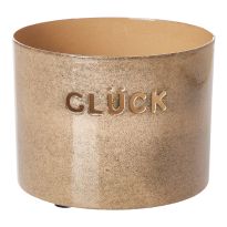 Windlicht Glück, beige, 7 x 10 cm