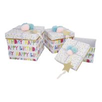 3er Set Geschenkkarton Geburtstag/Quadro, Stern