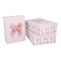 3er Set Geschenkkarton Schleife, rosa