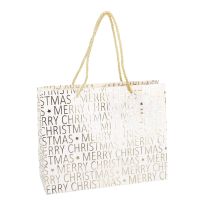 Geschenktüte Schrift/Prägung, creme/gold, 24 x 19 cm