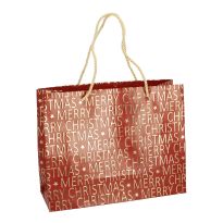 Geschenktüte Schrift/Prägung, rot/gold, 24 x 19 cm
