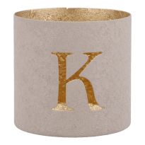 Teelichthalter Buchstabe, K/beige, 7.8 x 7.5 cm