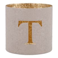 Teelichthalter Buchstabe, T/beige, 7.8 x 7.5 cm