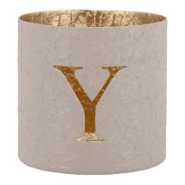 Teelichthalter Buchstabe, Y/beige, 7.8 x 7.5 cm
