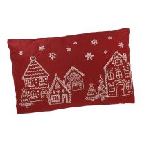 Kissen Häuser, rot/weiß, 50 x 30 cm