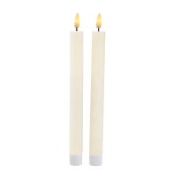2er Set LED-Stabkerze Rustik, hellcreme, 24 cm
