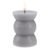 LED-Kerze Design, rund/grau, 12 cm