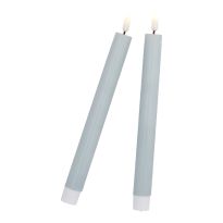 2er Set LED-Stabkerze Rustik/Timer, salbei, 24.5 cm