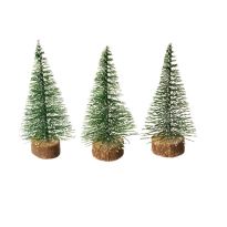 3er Set Tanne mit Schnee, Mini, grün, 6 cm