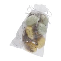 12er Set Deko-Eier Mix, Feder/grün