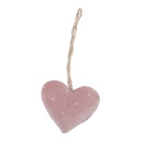 Anhänger Samtherz mit Holzstern, rosa