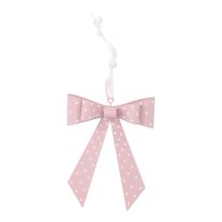Anhänger Schleife, Punkte/rosa/weiß, 12 cm