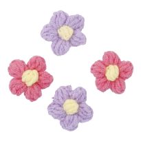 4er Set Häkelblume, pink/flieder