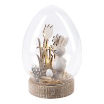 LED-Ei Hase mit Blume, stehend, 13 cm