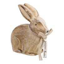 Holz-Hase mit Schleife, natur, 13 cm