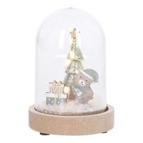 LED-Deko Tanne mit Teddy, Tanne, 14 cm