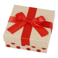 Geschenkbox Xmas, Punkte/rot, 10.5 x 10.5 cm