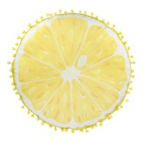Kissen Frucht mit Pompom, Zitrone/gelb, 40 cm