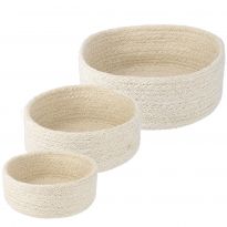 3er Set Schale Jute, rund, weiß