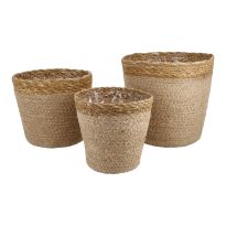 3er Set Pflanztopf Flecht, natur/weiß
