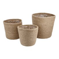 3er Set Pflanztopf Flecht, natur