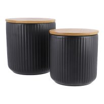 2er Set Vorratsdose Rillen, schwarz