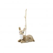 Anhänger Rehkitz, dunkelbraun, liegend, 6 cm