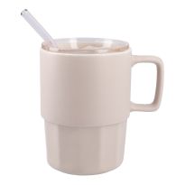 Henkelbecher mit Strohhalm, rosa, 400 ml