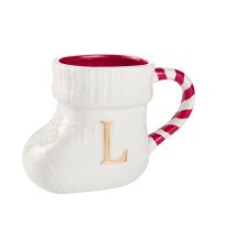 Becher Stiefel mit Buchstabe, L/weiß, 400 ml
