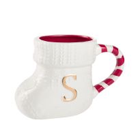 Becher Stiefel mit Buchstabe, S/weiß, 400 ml